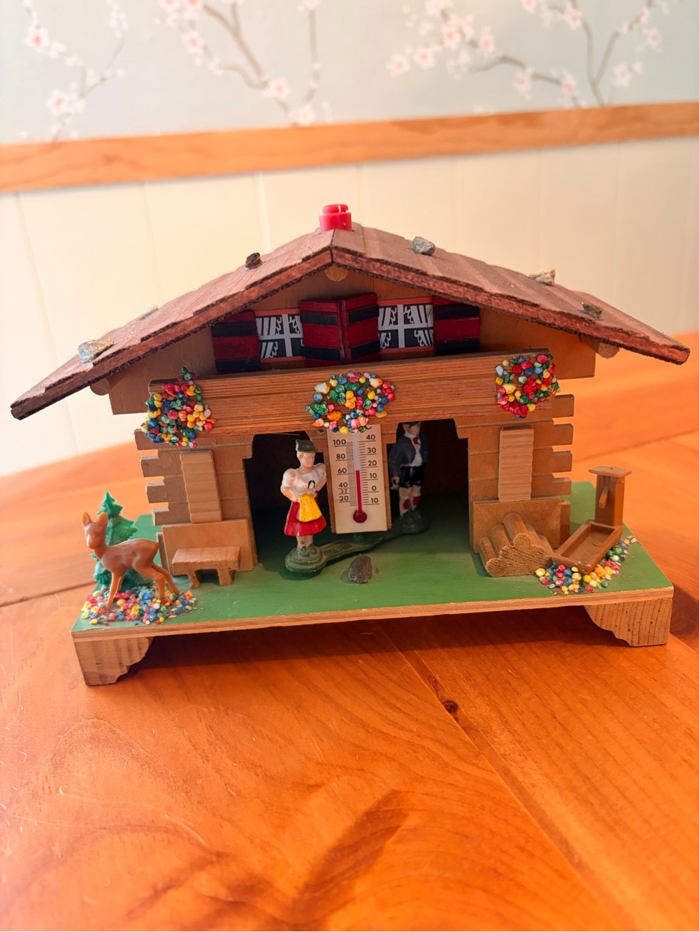 Vintage German Weather House Thermometer Chalet Made in Germany Folk Art Weather